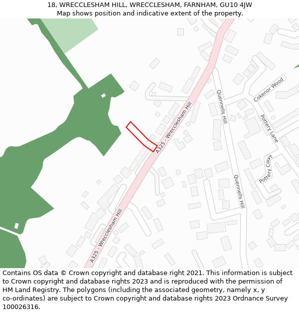 18, WRECCLESHAM HILL, WRECCLESHAM, FARNHAM, GU10 4JW: Location map and indicative extent of plot