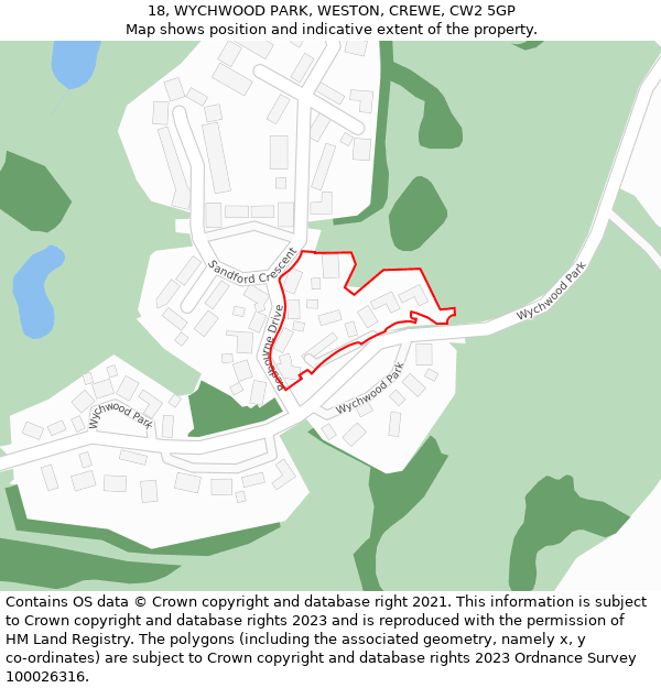 18, WYCHWOOD PARK, WESTON, CREWE, CW2 5GP: Location map and indicative extent of plot