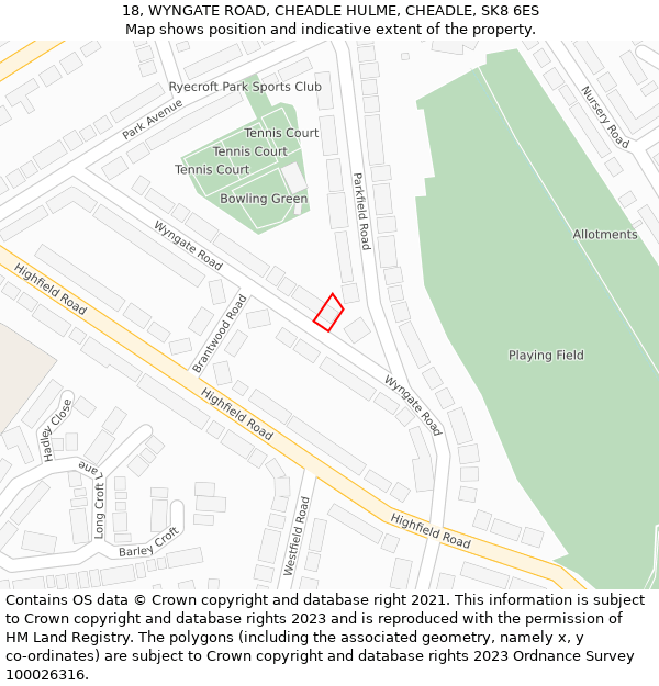 18, WYNGATE ROAD, CHEADLE HULME, CHEADLE, SK8 6ES: Location map and indicative extent of plot