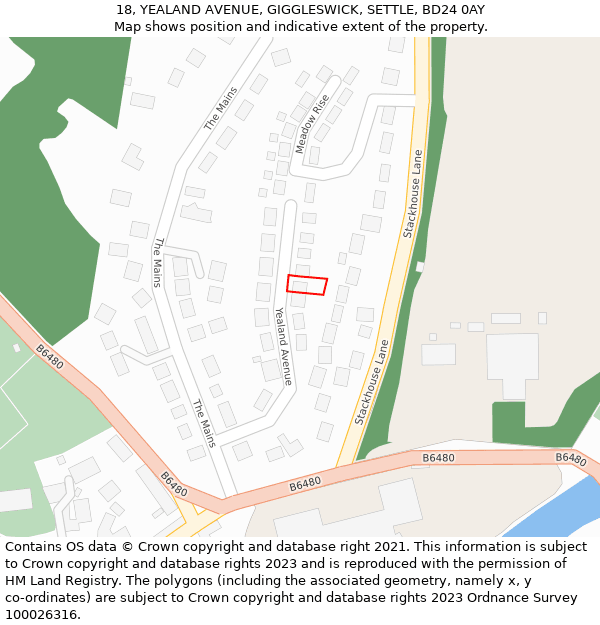 18, YEALAND AVENUE, GIGGLESWICK, SETTLE, BD24 0AY: Location map and indicative extent of plot