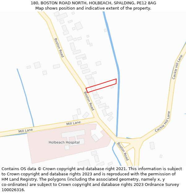 180, BOSTON ROAD NORTH, HOLBEACH, SPALDING, PE12 8AG: Location map and indicative extent of plot