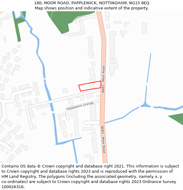 180, MOOR ROAD, PAPPLEWICK, NOTTINGHAM, NG15 8EQ: Location map and indicative extent of plot