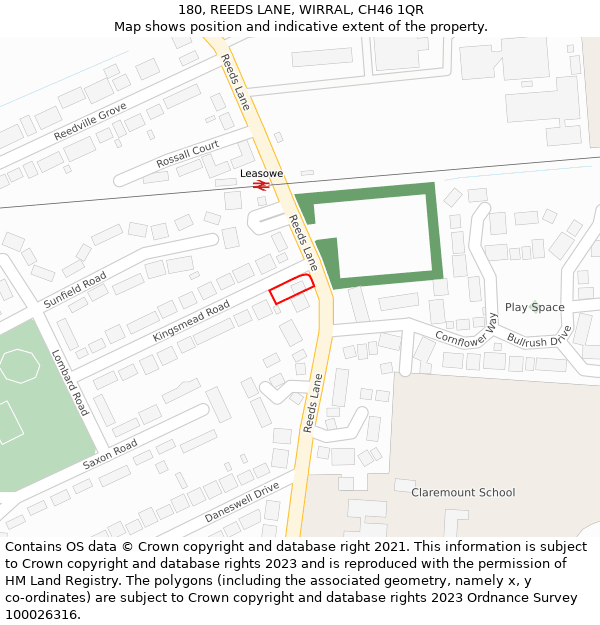 180, REEDS LANE, WIRRAL, CH46 1QR: Location map and indicative extent of plot