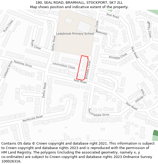 180, SEAL ROAD, BRAMHALL, STOCKPORT, SK7 2LL: Location map and indicative extent of plot