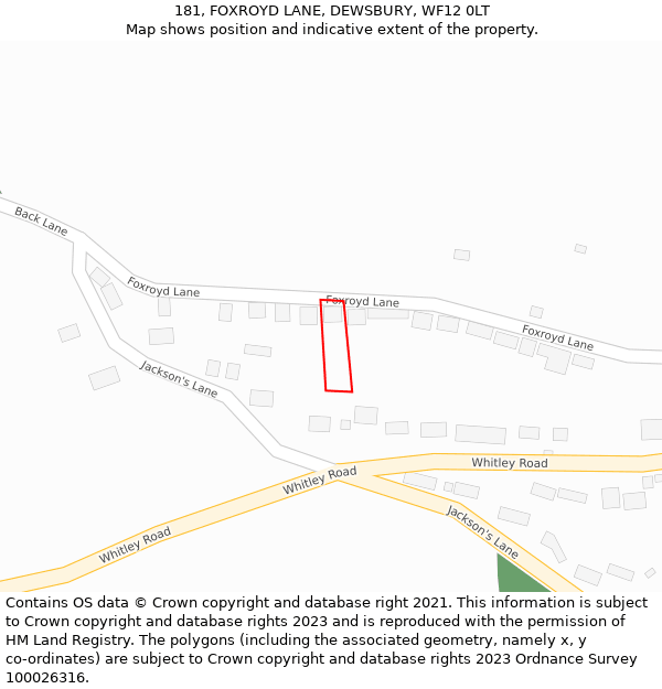 181, FOXROYD LANE, DEWSBURY, WF12 0LT: Location map and indicative extent of plot