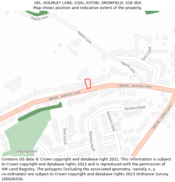 181, HOLMLEY LANE, COAL ASTON, DRONFIELD, S18 3DA: Location map and indicative extent of plot