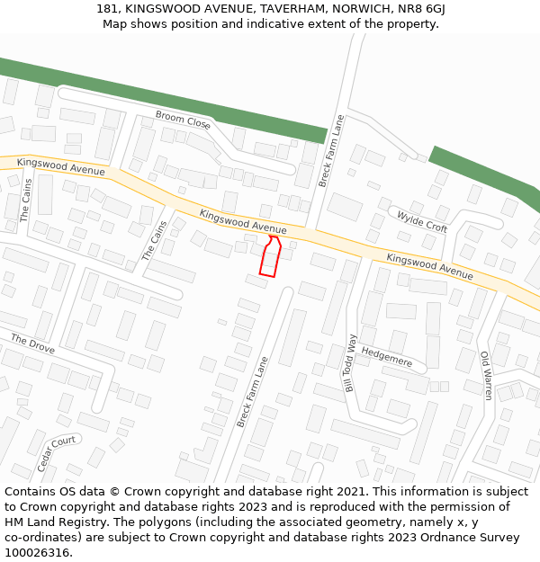 181, KINGSWOOD AVENUE, TAVERHAM, NORWICH, NR8 6GJ: Location map and indicative extent of plot