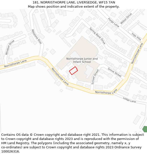 181, NORRISTHORPE LANE, LIVERSEDGE, WF15 7AN: Location map and indicative extent of plot
