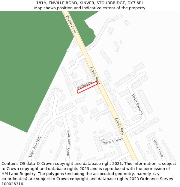 181A, ENVILLE ROAD, KINVER, STOURBRIDGE, DY7 6BL: Location map and indicative extent of plot