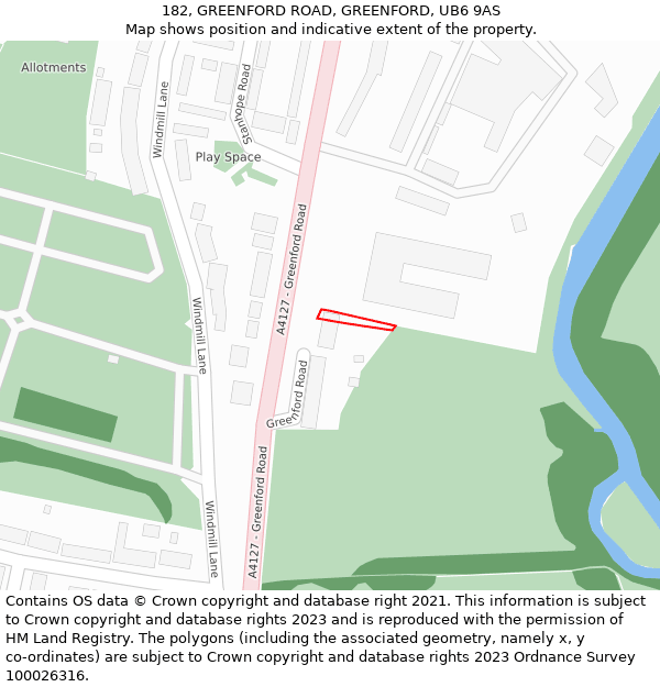 182, GREENFORD ROAD, GREENFORD, UB6 9AS: Location map and indicative extent of plot
