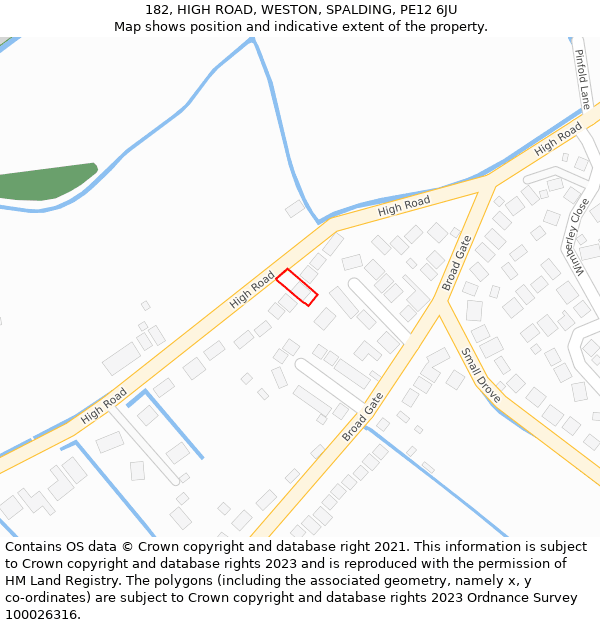 182, HIGH ROAD, WESTON, SPALDING, PE12 6JU: Location map and indicative extent of plot