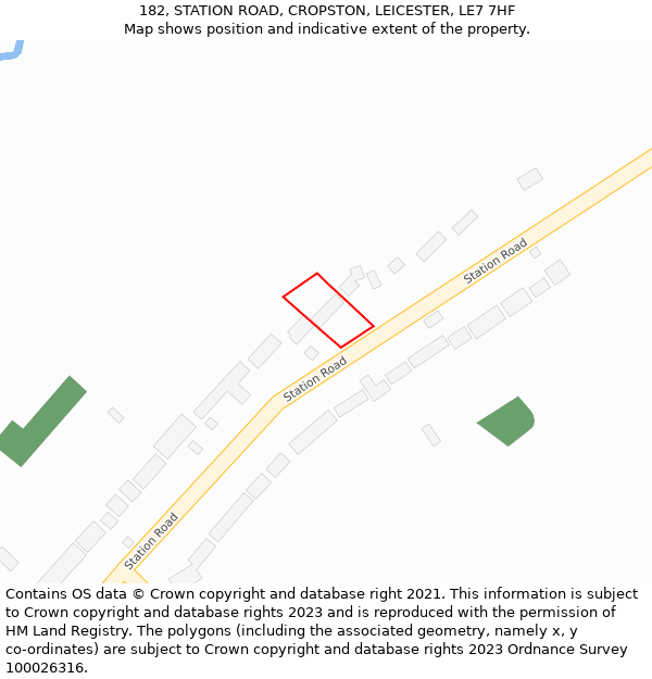 182, STATION ROAD, CROPSTON, LEICESTER, LE7 7HF: Location map and indicative extent of plot