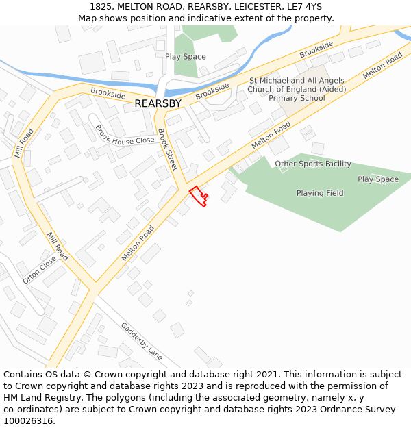 1825, MELTON ROAD, REARSBY, LEICESTER, LE7 4YS: Location map and indicative extent of plot