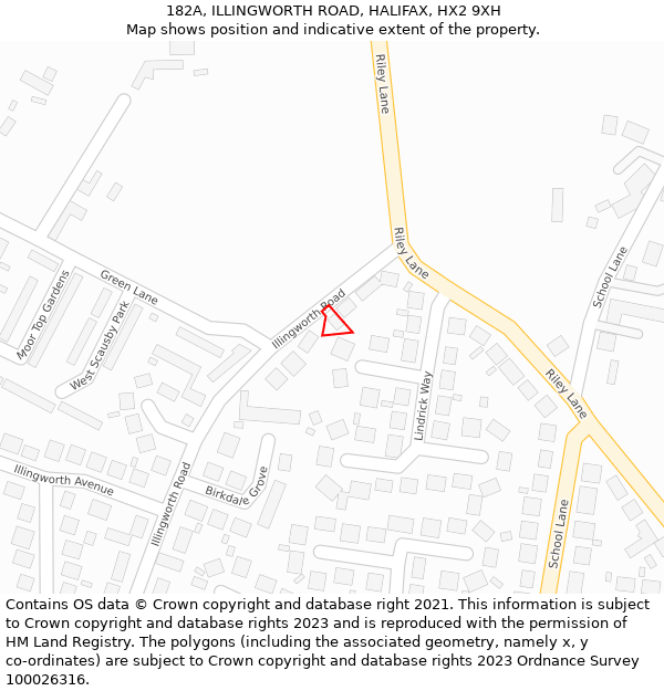182A, ILLINGWORTH ROAD, HALIFAX, HX2 9XH: Location map and indicative extent of plot