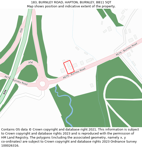 183, BURNLEY ROAD, HAPTON, BURNLEY, BB11 5QT: Location map and indicative extent of plot