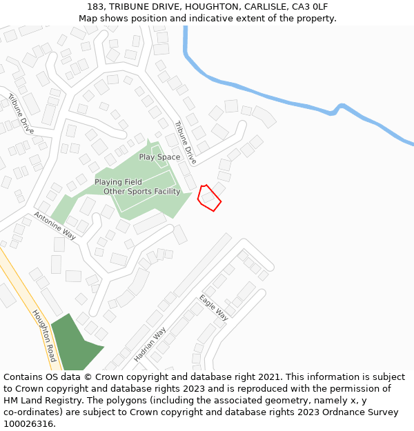 183, TRIBUNE DRIVE, HOUGHTON, CARLISLE, CA3 0LF: Location map and indicative extent of plot