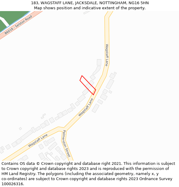 183, WAGSTAFF LANE, JACKSDALE, NOTTINGHAM, NG16 5HN: Location map and indicative extent of plot