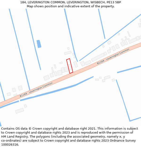 184, LEVERINGTON COMMON, LEVERINGTON, WISBECH, PE13 5BP: Location map and indicative extent of plot