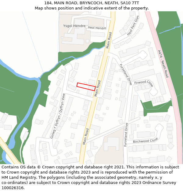 184, MAIN ROAD, BRYNCOCH, NEATH, SA10 7TT: Location map and indicative extent of plot
