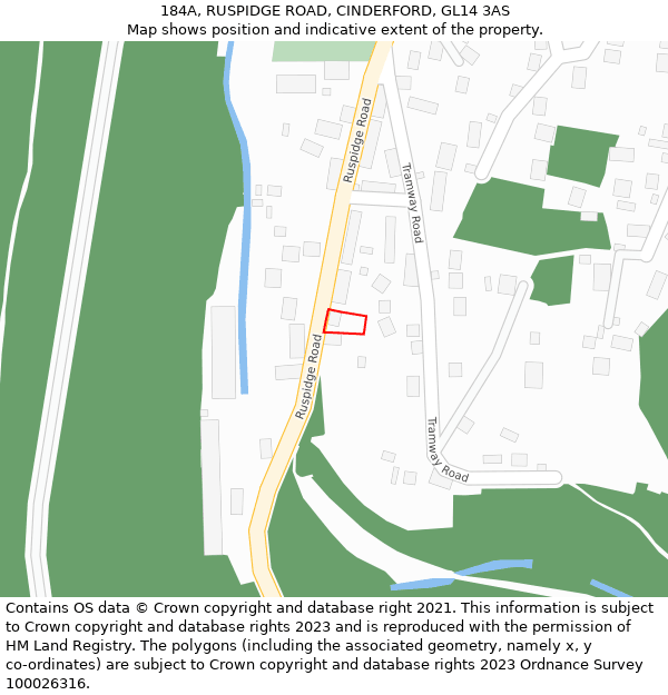 184A, RUSPIDGE ROAD, CINDERFORD, GL14 3AS: Location map and indicative extent of plot