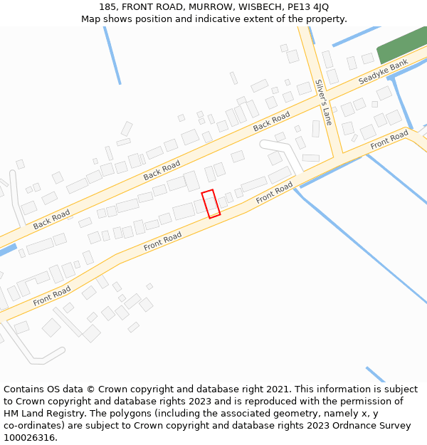 185, FRONT ROAD, MURROW, WISBECH, PE13 4JQ: Location map and indicative extent of plot