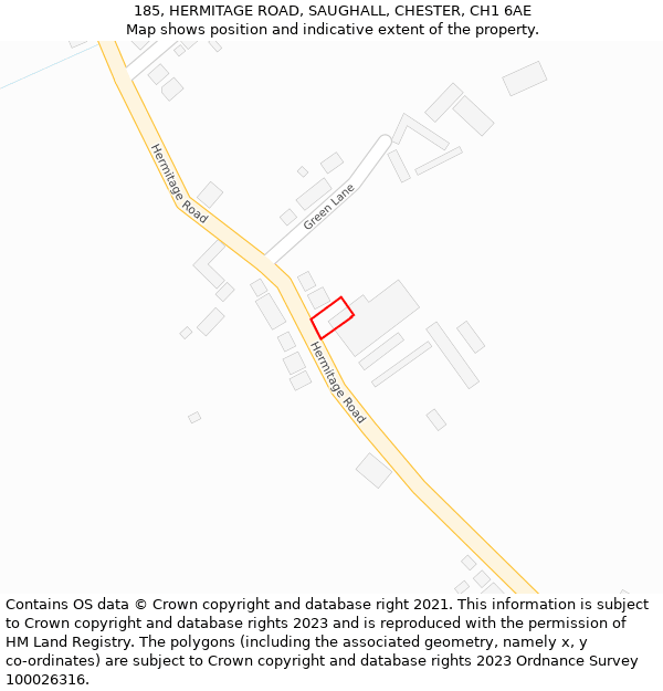 185, HERMITAGE ROAD, SAUGHALL, CHESTER, CH1 6AE: Location map and indicative extent of plot