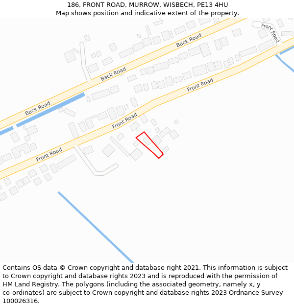 186, FRONT ROAD, MURROW, WISBECH, PE13 4HU: Location map and indicative extent of plot