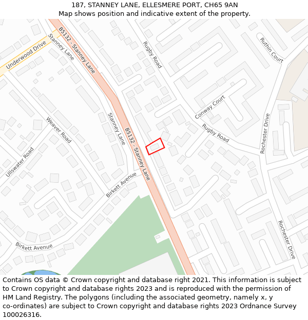 187, STANNEY LANE, ELLESMERE PORT, CH65 9AN: Location map and indicative extent of plot