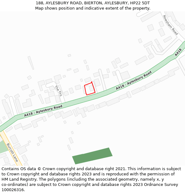 188, AYLESBURY ROAD, BIERTON, AYLESBURY, HP22 5DT: Location map and indicative extent of plot
