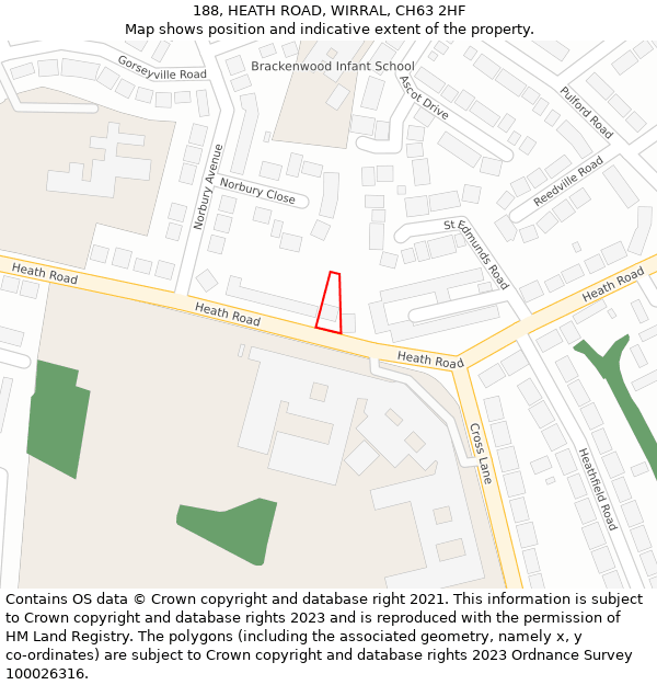 188, HEATH ROAD, WIRRAL, CH63 2HF: Location map and indicative extent of plot