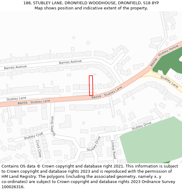 188, STUBLEY LANE, DRONFIELD WOODHOUSE, DRONFIELD, S18 8YP: Location map and indicative extent of plot