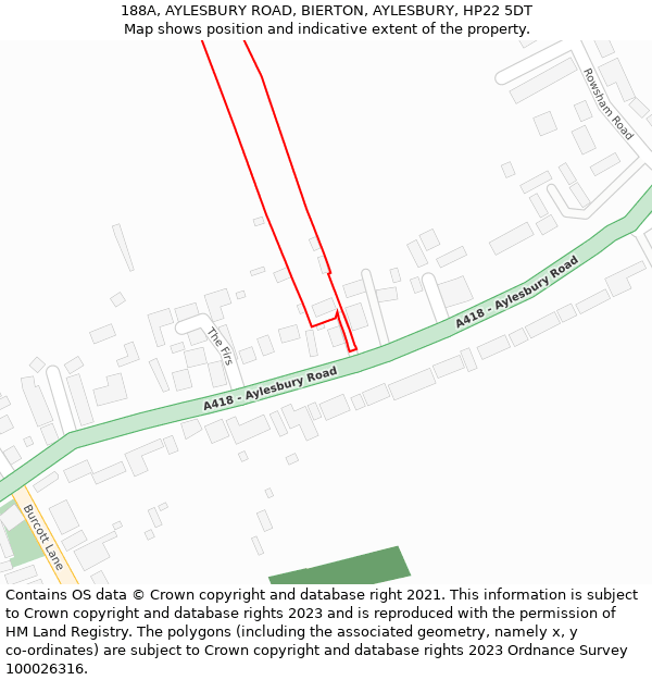 188A, AYLESBURY ROAD, BIERTON, AYLESBURY, HP22 5DT: Location map and indicative extent of plot