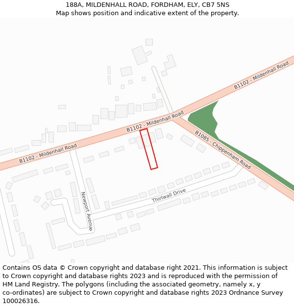 188A, MILDENHALL ROAD, FORDHAM, ELY, CB7 5NS: Location map and indicative extent of plot