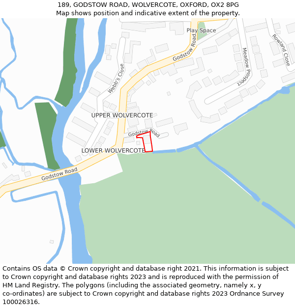 189, GODSTOW ROAD, WOLVERCOTE, OXFORD, OX2 8PG: Location map and indicative extent of plot