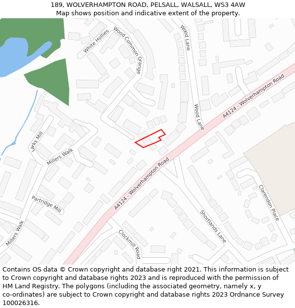 189, WOLVERHAMPTON ROAD, PELSALL, WALSALL, WS3 4AW: Location map and indicative extent of plot