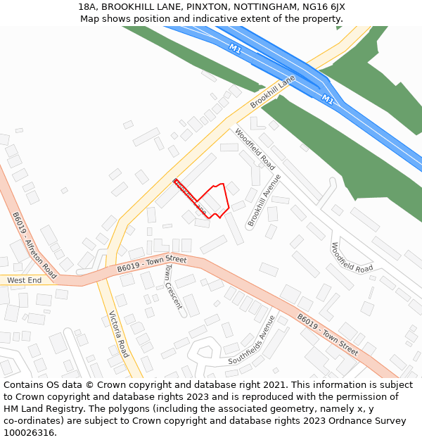 18A, BROOKHILL LANE, PINXTON, NOTTINGHAM, NG16 6JX: Location map and indicative extent of plot