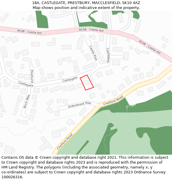 18A, CASTLEGATE, PRESTBURY, MACCLESFIELD, SK10 4AZ: Location map and indicative extent of plot