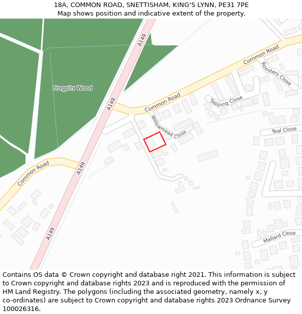 18A, COMMON ROAD, SNETTISHAM, KING'S LYNN, PE31 7PE: Location map and indicative extent of plot