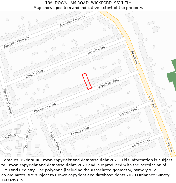18A, DOWNHAM ROAD, WICKFORD, SS11 7LY: Location map and indicative extent of plot