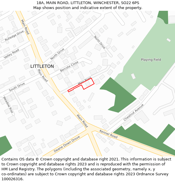 18A, MAIN ROAD, LITTLETON, WINCHESTER, SO22 6PS: Location map and indicative extent of plot