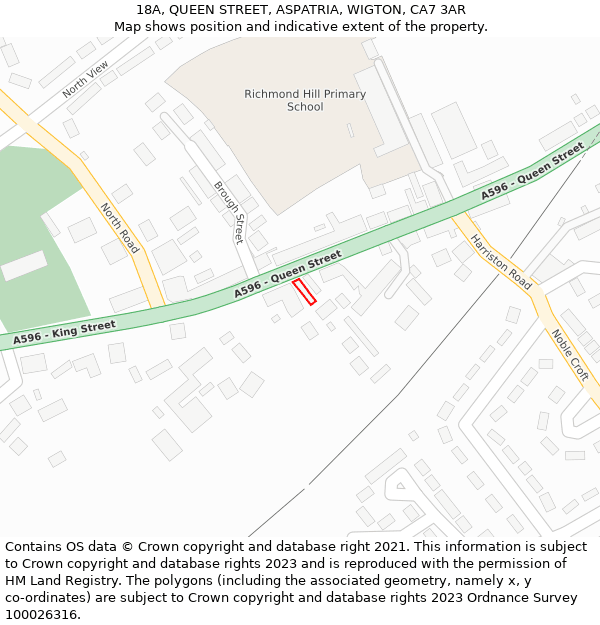 18A, QUEEN STREET, ASPATRIA, WIGTON, CA7 3AR: Location map and indicative extent of plot