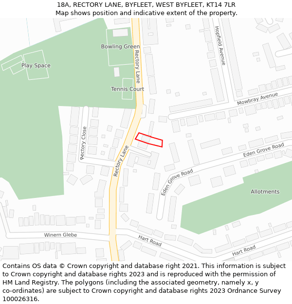 18A, RECTORY LANE, BYFLEET, WEST BYFLEET, KT14 7LR: Location map and indicative extent of plot