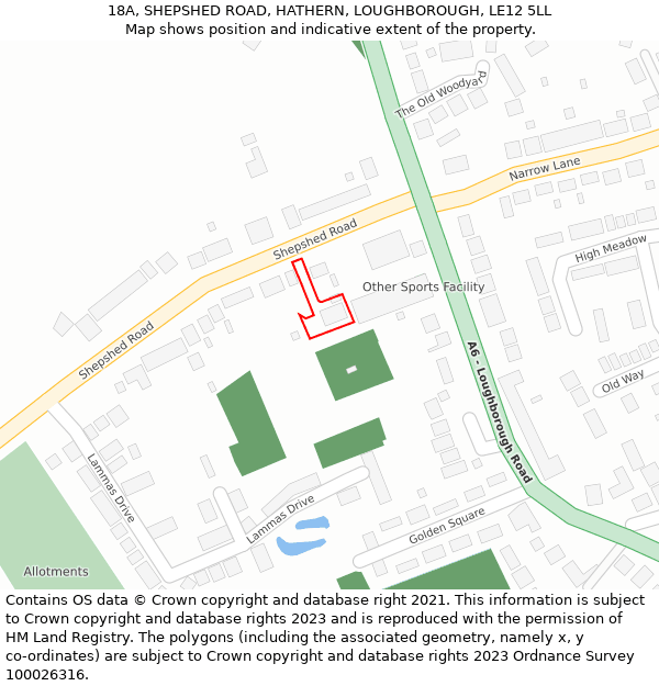 18A, SHEPSHED ROAD, HATHERN, LOUGHBOROUGH, LE12 5LL: Location map and indicative extent of plot