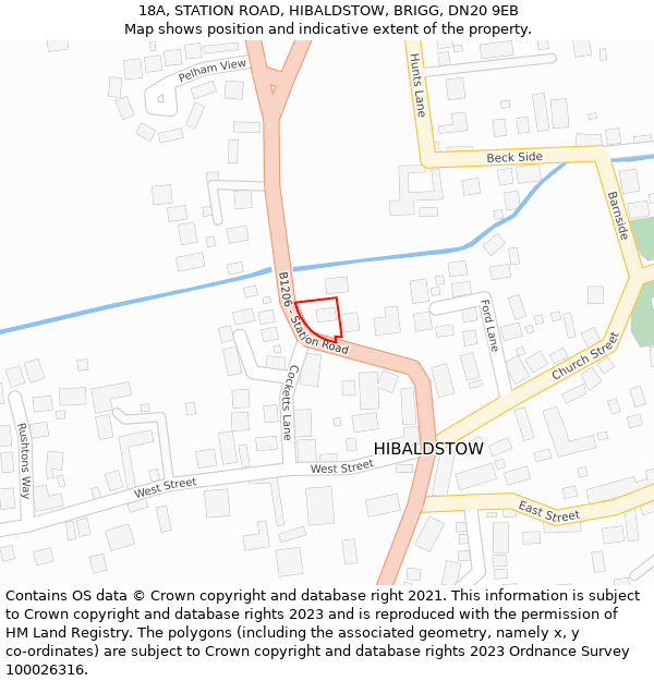 18A, STATION ROAD, HIBALDSTOW, BRIGG, DN20 9EB: Location map and indicative extent of plot
