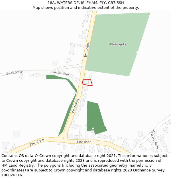 18A, WATERSIDE, ISLEHAM, ELY, CB7 5SH: Location map and indicative extent of plot