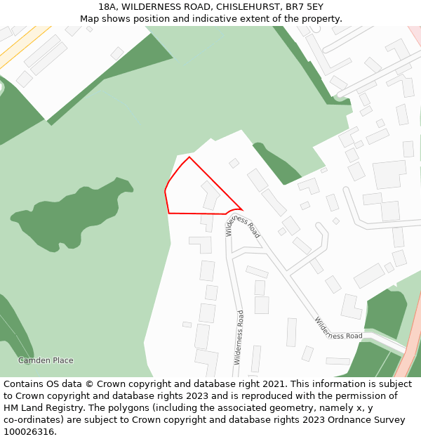 18A, WILDERNESS ROAD, CHISLEHURST, BR7 5EY: Location map and indicative extent of plot