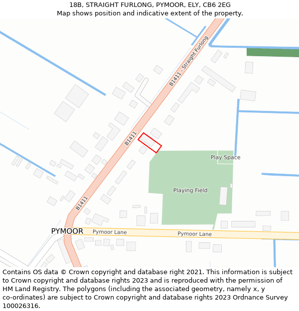 18B, STRAIGHT FURLONG, PYMOOR, ELY, CB6 2EG: Location map and indicative extent of plot