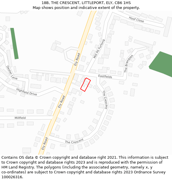 18B, THE CRESCENT, LITTLEPORT, ELY, CB6 1HS: Location map and indicative extent of plot