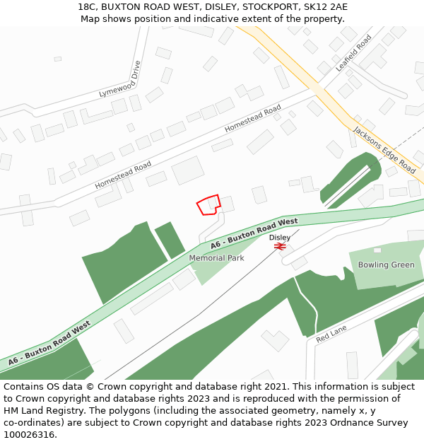 18C, BUXTON ROAD WEST, DISLEY, STOCKPORT, SK12 2AE: Location map and indicative extent of plot