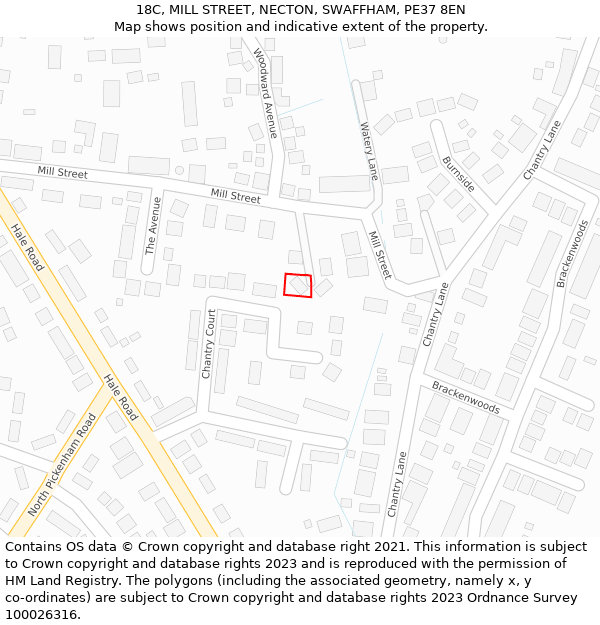 18C, MILL STREET, NECTON, SWAFFHAM, PE37 8EN: Location map and indicative extent of plot